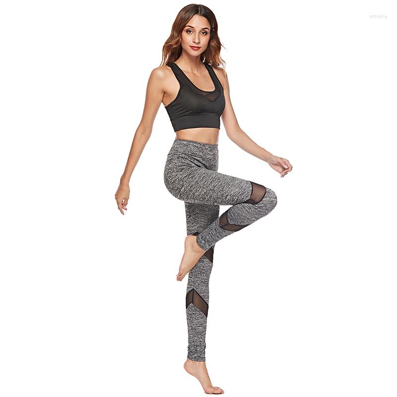 

Active Pants Women Yoga Autumn Summer High Waist Mesh Patchwork Sports Fo Lady Casual Hip Push Up Elastic, Black