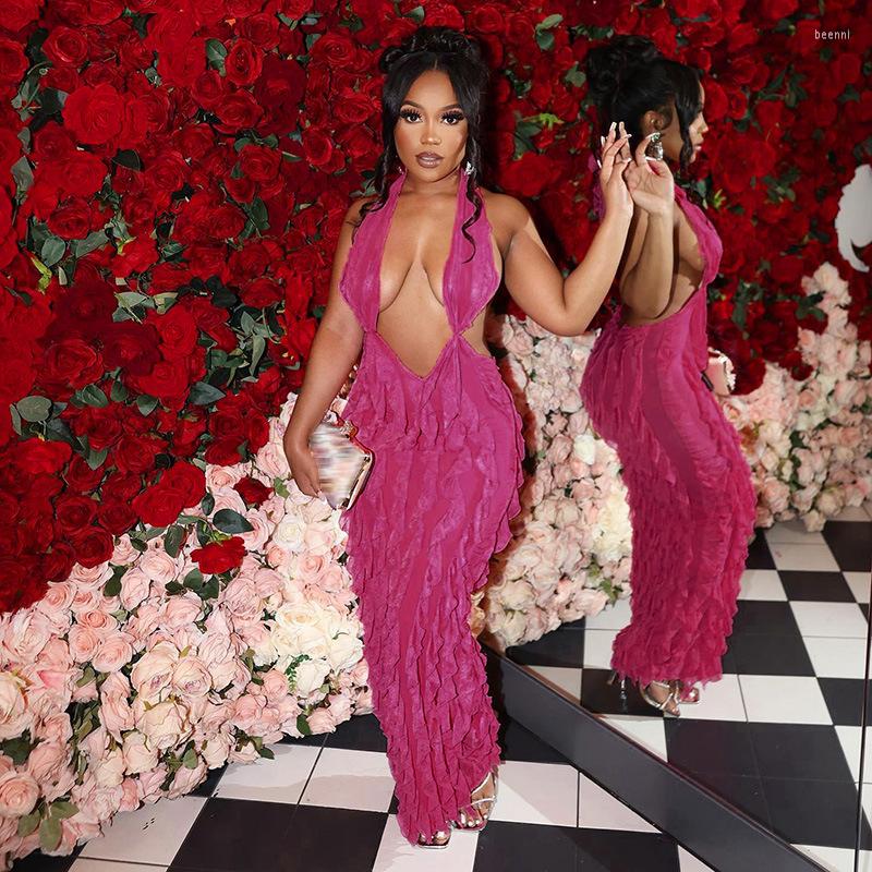 

Casual Dresses Sleeveless Pleated Slim Fit Robe 2023 Summer Beach Harajuku Lolita Y2K Clothes Sexy Halter Low Cut Backless Maxi Dress Women, Green mini dress