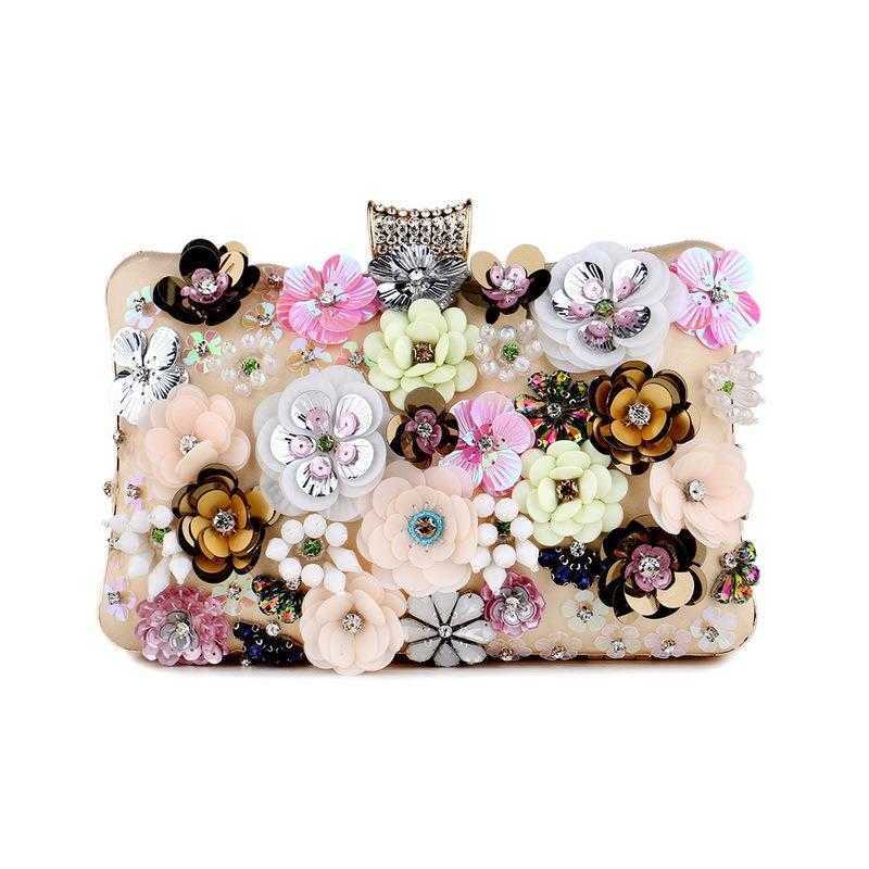 

Dinner Bag Ladys Flower Banquet Clutch Evening Socialite Dress All Match, Black
