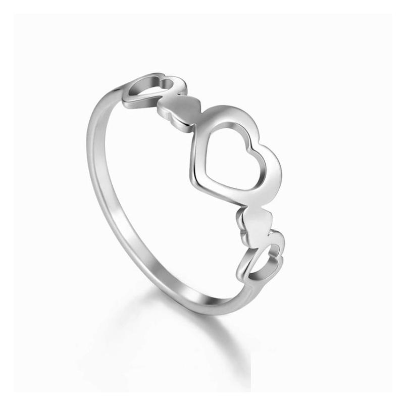 

Band Rings Stainless Steel Love Ring Jewelry Young Girl Gift Gold Plating Hollow Heart With Hearts Design Drop Delivery Dh9Ux