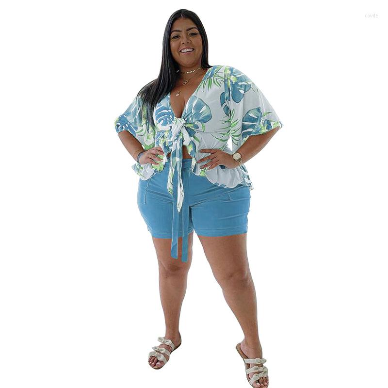 

Ethnic Clothing African Women Summer Two Piece Set Loose Blouse And Shorts Casual Sweat Suits Plus Size For