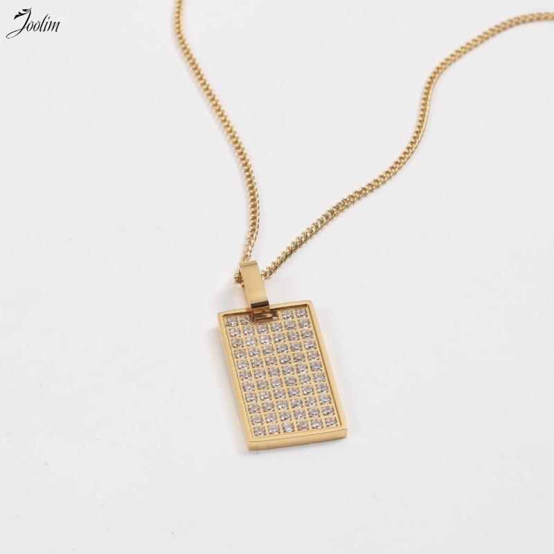 

Pendant Necklaces Joolim Jewelry High End PVD No Fade Full Fine Drill CNC Square Brand Stainless Steel Necklace Trend 2023 For Women