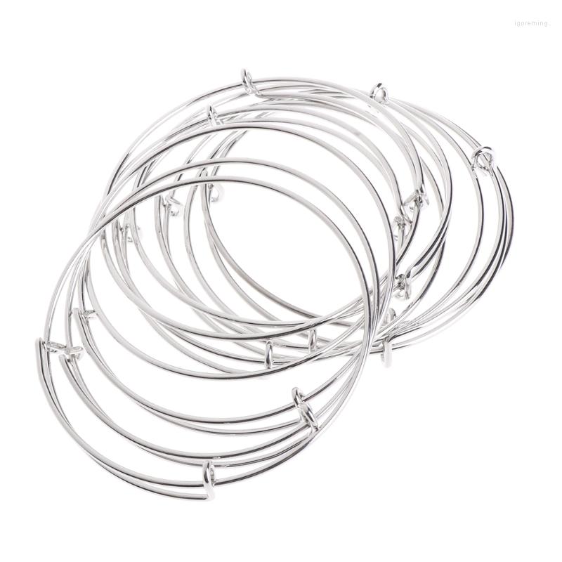 

Bangle 10 Pcs Bracelets Bangles Women's Silvery Adjustable Expandable Wire Wrapped Wrist Bracelet Fashion Jewelry
