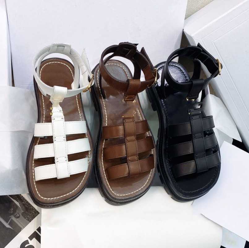 

Black Brown Leather Gold Triomphe Sandals for Women Ladies Girls 2023 Summer logo Shoes Designer Slides Ankle Buckle Strap Sandal Open Toe Slingback Platform Flops, Mesl11