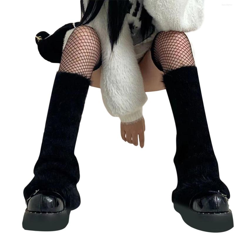 

Women Socks 2023 Winter Warmer Plush Flared Style Below Knee Mid Tube For And Girls, Black