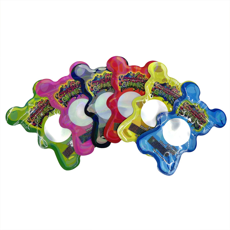 

New Shaped Dank Gummies Polyester Film Bag 500mg Gummies 6 Flavors Bear Appearance