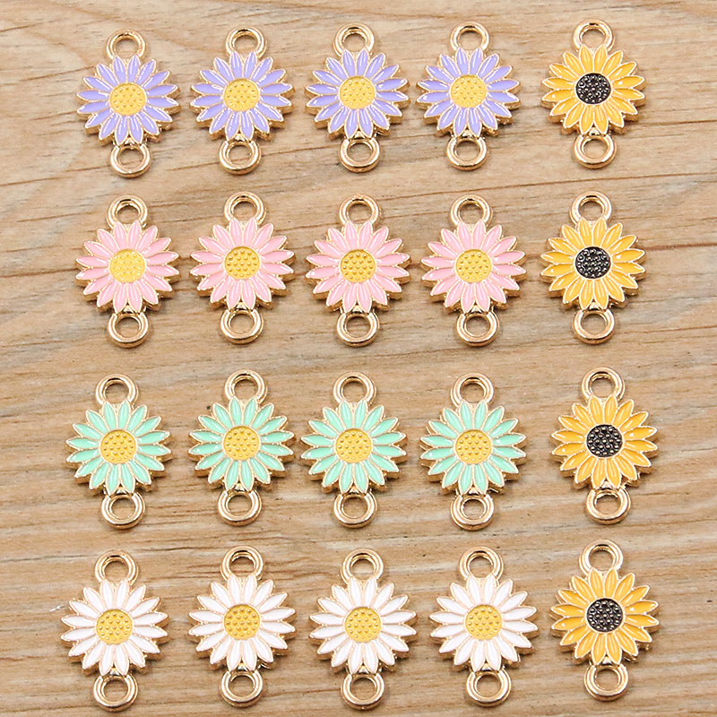 

10Pcs Mix Lot Gold Color Sunflower Flower Charm Connectors for Jewelry Making Bracelet Findings Accessories DIY Craft