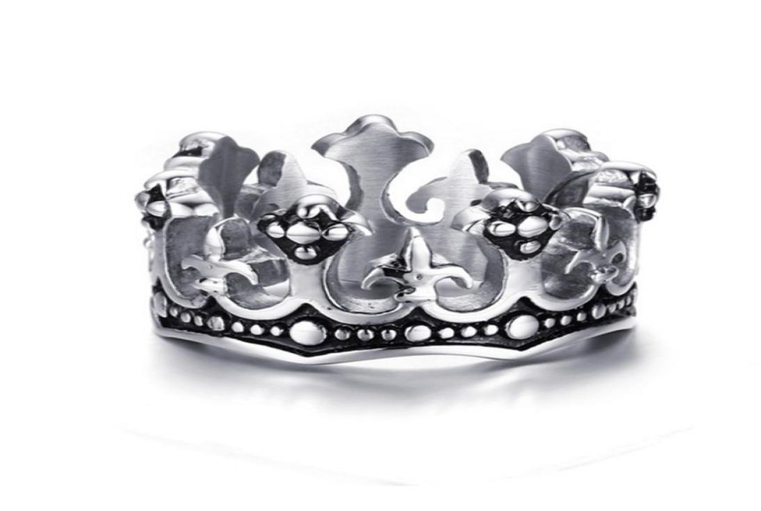 

Fashion Men039s Rings Black Royal King Crown Knight Fleur De Lis Cross Vintage Rings for Men Jewelry Size 7153898210