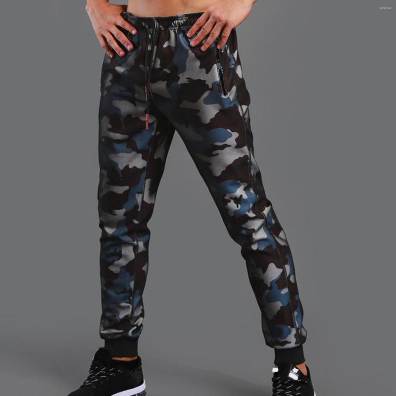 

Men' Pants Fitness Jogging Casual Mid Waisted Trousers Zipper Pockets Camouflage Oversize Sports Sweatpants, Black