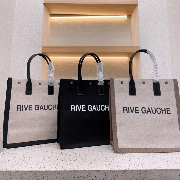 

Rive Gauche Women trend Luxurys designer tote large tote bag embroidery 3D handbag top linen shopping Beach bags travel leather Crossbody Shoulder satchel Textile, #3 48cm