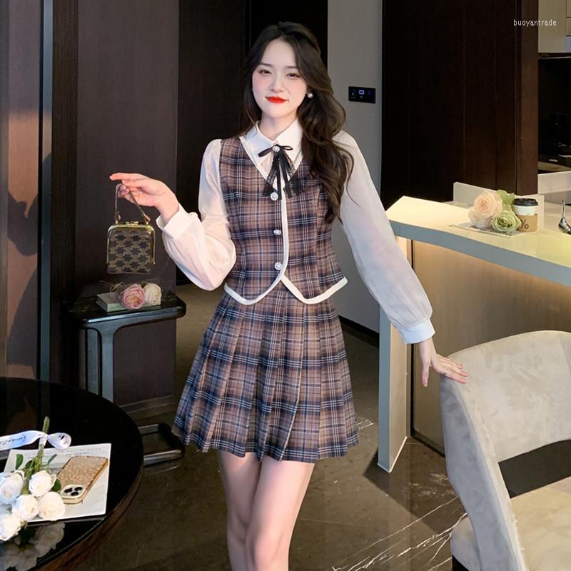 

Casual Dresses Small Sweet Wind Of Fund 2023 Winter Cloth Temperament Minus Age Suit Two-piece Outfit Dress, See chart