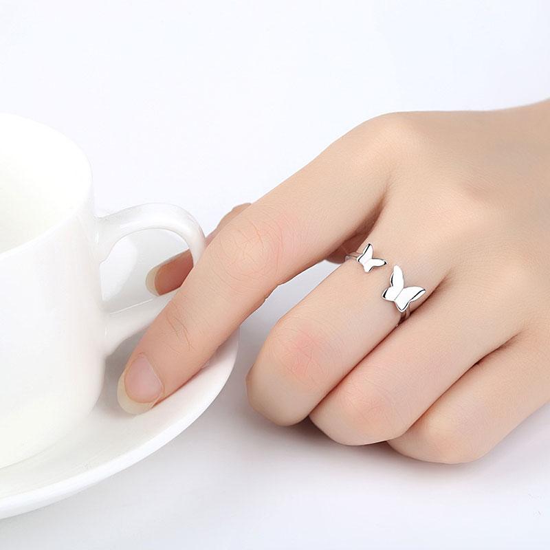 

Cluster Rings Silver Butterfly Opening For Women 2023 Fashion Metal Finger Bridal Ring Engagement Wedding Jewelry Gifts Drop