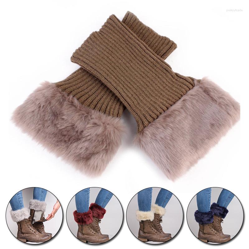 

Women Socks Autumn Winter Solid Color Casual Womens Knitted Boot Cuffs Fur Knit Warm Legs Shoes Set Xmas Gift, Beige