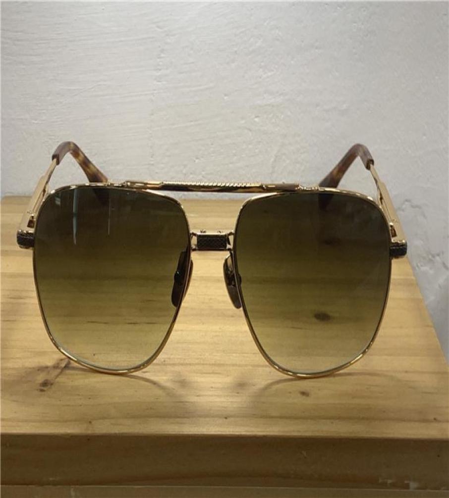 

Vintage Pilot Sunglasses Metal Gold Green Gradient len Sun Shades occhiali da sole Men Sunglasses New with box9305395