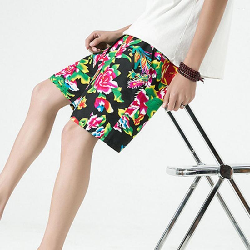 

Men's Shorts Eye-catching Men Exquisite Pattern Breathable Summer Floral Printing Non-Fading For Male, Black