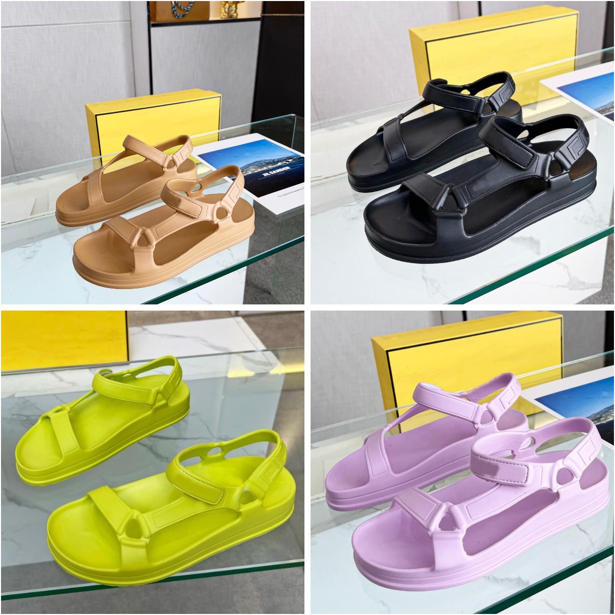 

Designer Sandals Women Rubber Slippers Luxury Platform Slide Slippers Sole Summer Beach Shoes Size 35-41, Colour 5