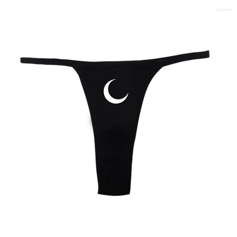 

Women' Panties 2 PCS Women Cotton Underwear Crescent Print Grunge Aesthetic G-string Sexy Lingerie Gothic Girl Underpants Lady Thongs, Black panties