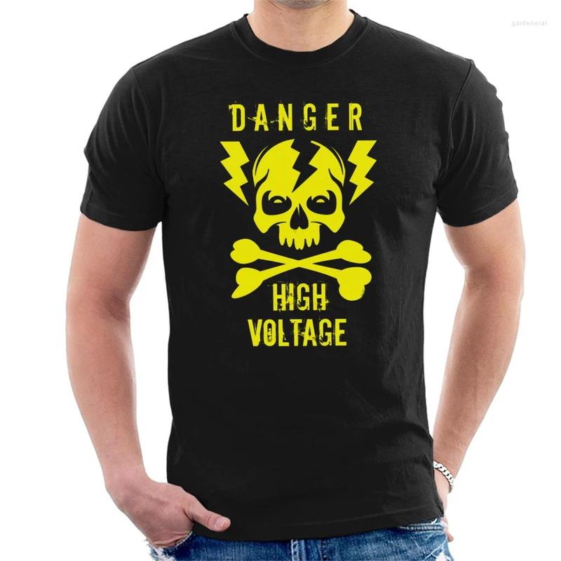 

Men's T Shirts Printed Funny Men Danger High Voltage Skull T-Shirt Women Tshirt, New shirab5288