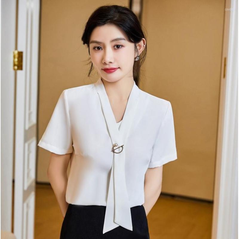 

Women's Blouses 2023 Ladies White Shirts Women Summer Short Sleeve Tops Office Work Wear Clothes, Shirt only
