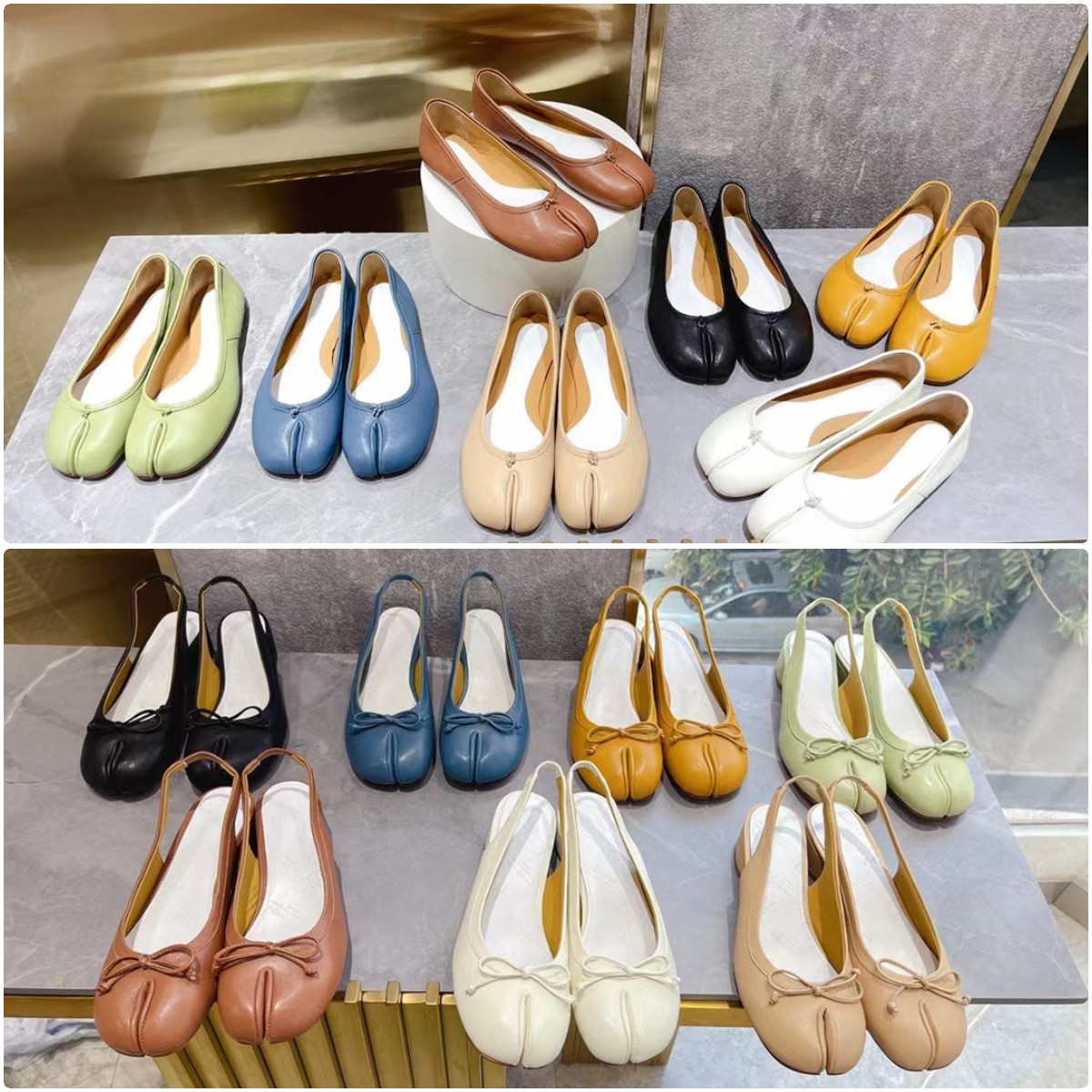 

tabi Shoe Designer Women Luxury Tabi Ballerina Shoe Sandal Half Casual Shoes Ballef Flat Leather Slip On Boot Lambskin Calf Dance loafers, Color 8