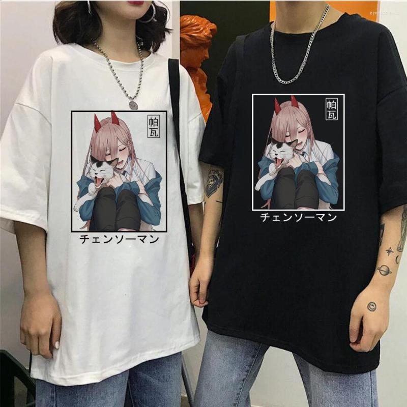 

Men's T Shirts Japanese Manga Power Print O-Neck Womne Men T-Shirt Gift Boy Chainsaw Man Short Sleve Clothes Unisex Streetwear, Black