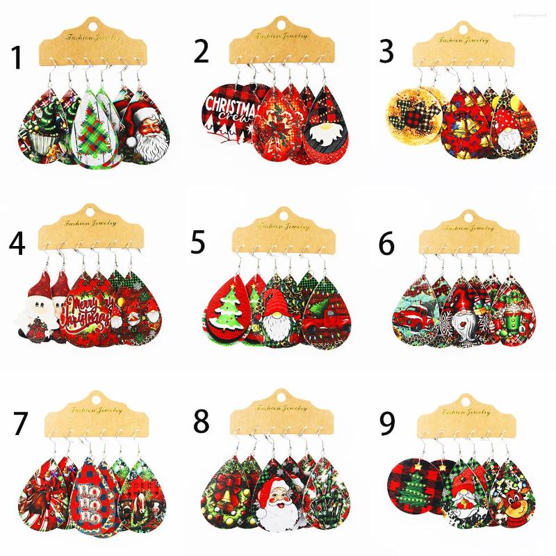 

Dangle Earrings Christmas Leather Santa Claus Tree Gnome Hat Exquisite Female Gifts For Her