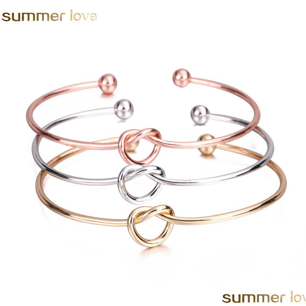 

Bracelets Tie Knot Bracelet Bangles Simple Twist Cuff Open Jewelry Adjustable Fashion For Women Drop Delivery Dh6L1