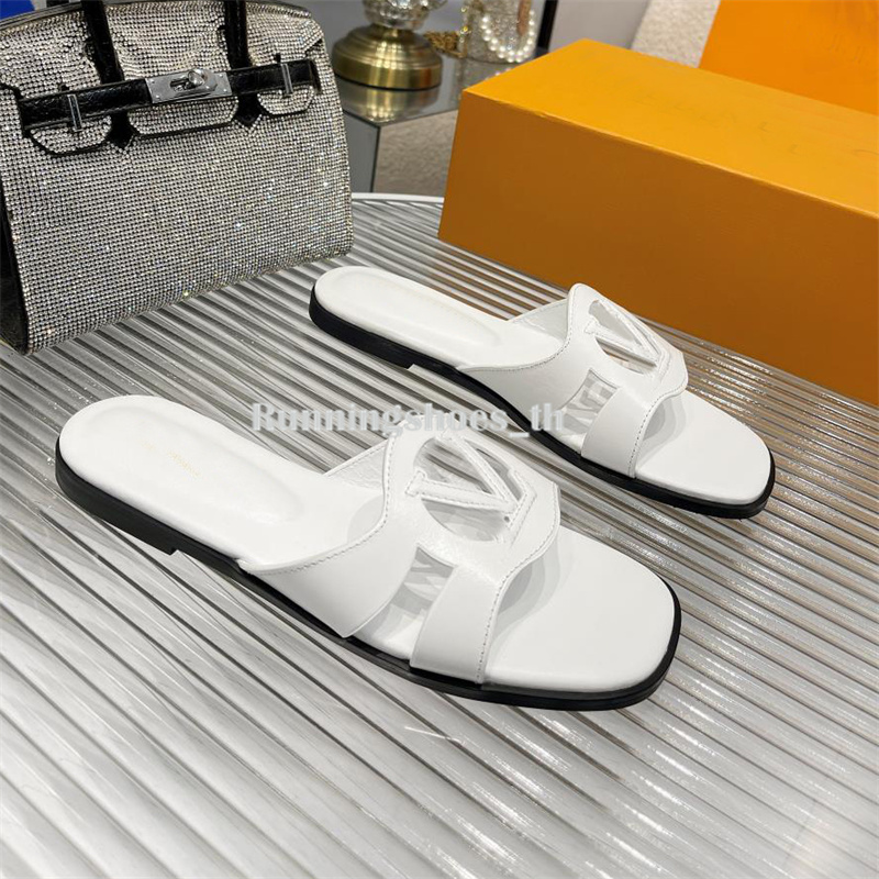 

Designer Slippers Women Slipper Isola Flat Sandal Metal Texture Sheep Leather Slipper Outdoor Beach Slides With box size 35-43