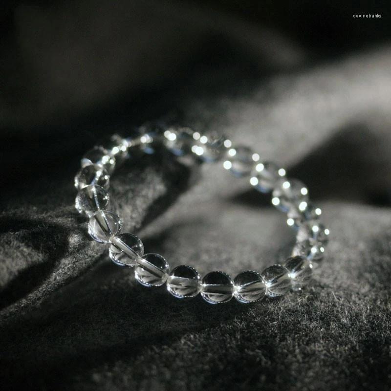 

Strand Genuine Natural Clear Quartz Crystal Round Beads Bracelet For Women Jewelry