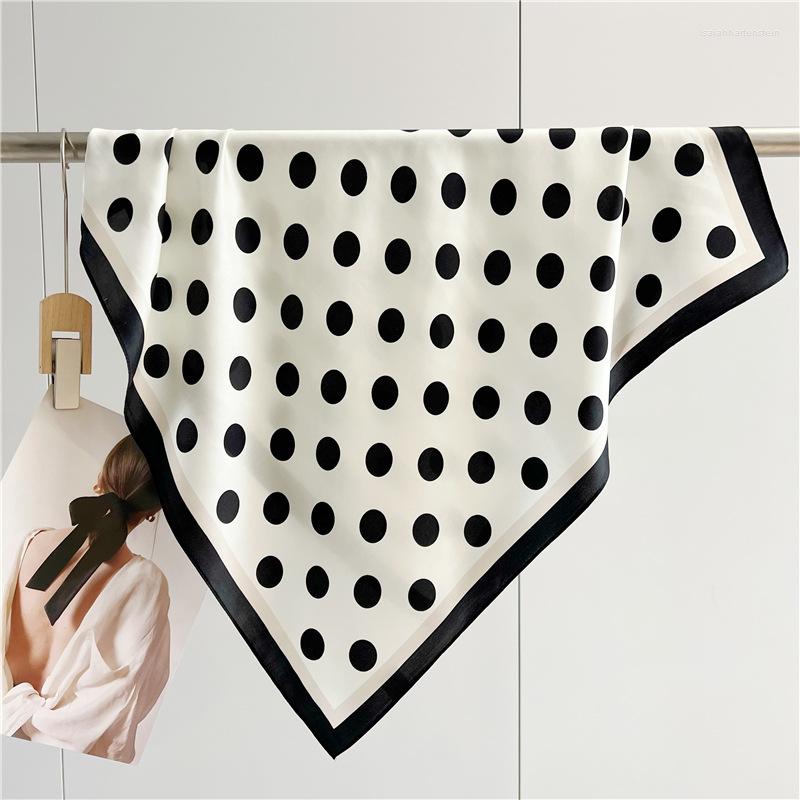 

Scarves 2023 Fashion Real Silk Square Scarf Women Foulard Female Bufanda Head Bandana Spring Luxury Dot Hijab Shawls 12MuMI