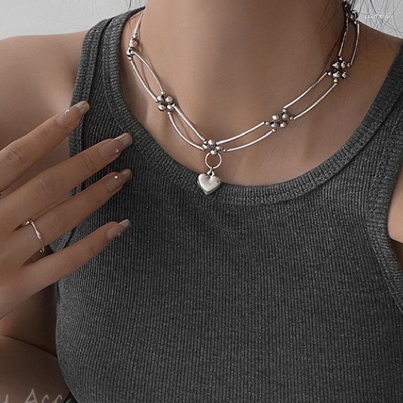 

Chains Heart Chain Choker Necklace Mona Korean Fashion For Women Punk Cool 2000s Jewelry