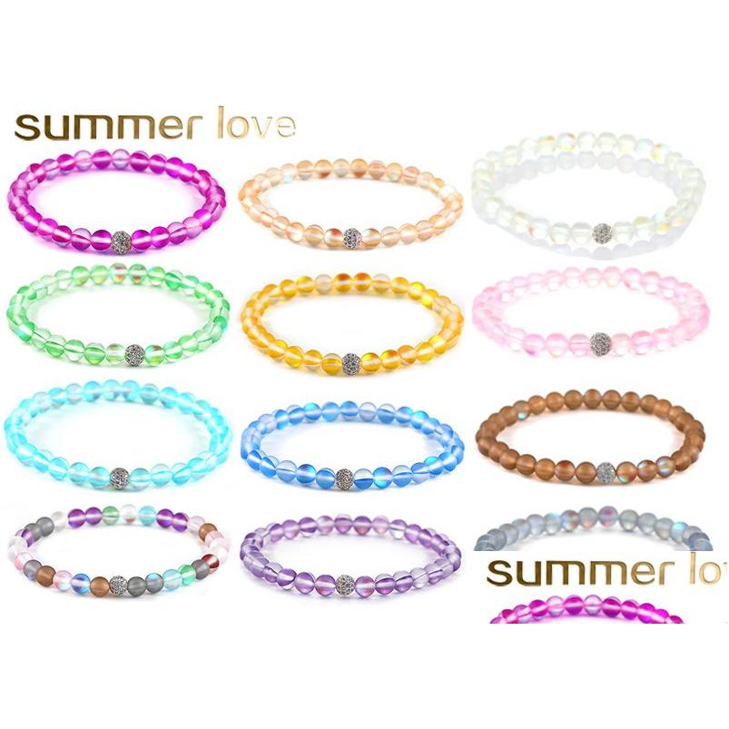 

Beaded 12 Colors Flash Stone Bracelet For Women Men 6Mm 8Mm Dl Polish Frosted Moonstone Gold Sier Zircon Beads Chrams Elastic Drop D Dharh
