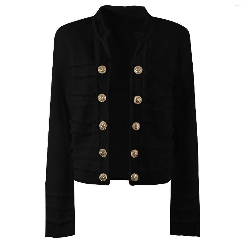 

Women's Knits High Street Est 2023 Spring Fashion Designer Jacket Women's Lion Buttons Sequined Knit Cardigan Elegant Office Lady Korean, Olive green