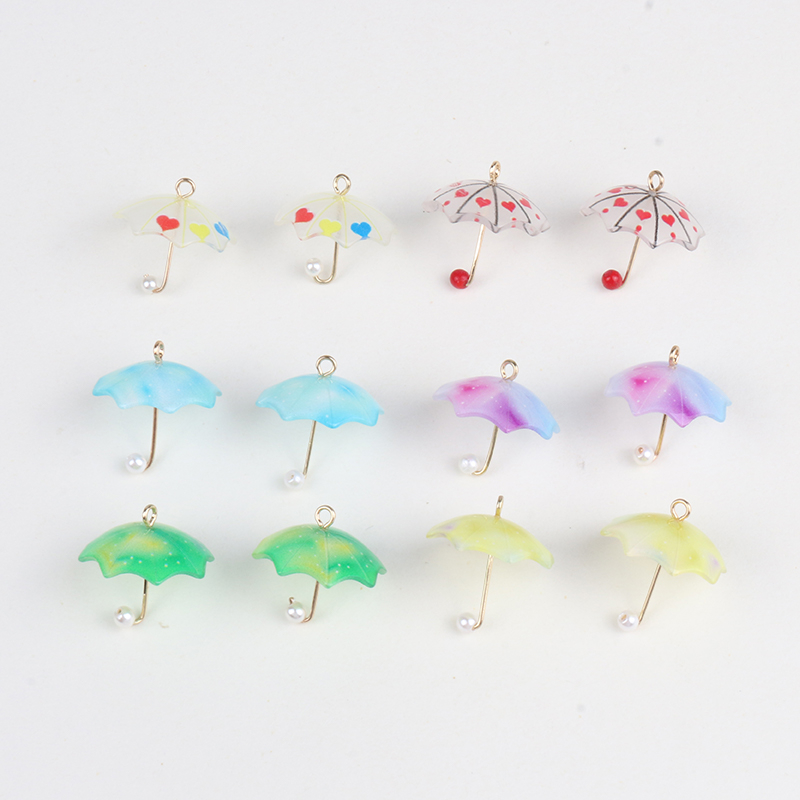 

10pcs 20x20mm Heart Flower Print Umbrella Charms Pendant for Earring Necklace Keychain Pearls Beauty DIY Jewelry Making Supplies