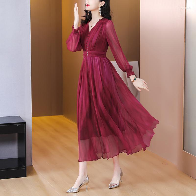 

Casual Dresses Spring Summer Print Long Sleeve Midi Dress Women Fashion Chic Ruffled Prom 2023 Korean Vintage Elegant Festival Vestidos, Picture shown