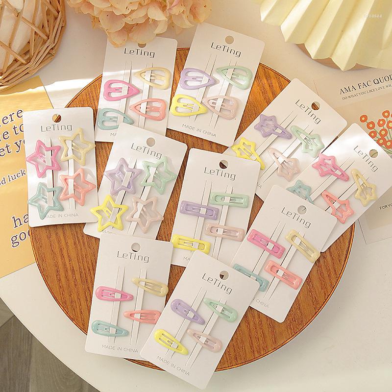 

Hair Accessories 4Pcs Big Snap Heart Star Clip Korean Kids Baby Girl Clips Metal Barrettes Hairpins Cute Candy Color Bb Hairclips, Meteor-yellow