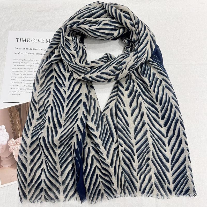 

Scarves 2023 Est Women Printed Pattern Scarf Cotton Frayed Shawls 6Colors