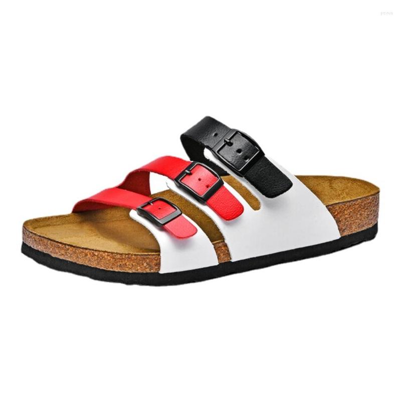 

Slippers 2023 Unisex Beach Sandals Woman Summer Open Toe Thick Flat Buckle Design Slip On Roman Couple Shoes Size 43 44 45, R2205