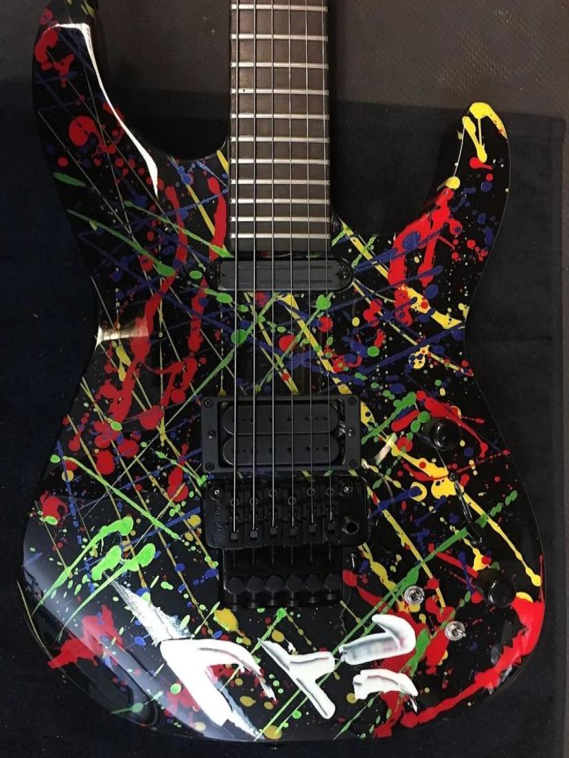 

Rare PC1 Signed 30th Anniversary Phil Collen Splatter Hand Painted Electric Guitar Floyd Rose Tremolo Bridge Black Hardware3974561