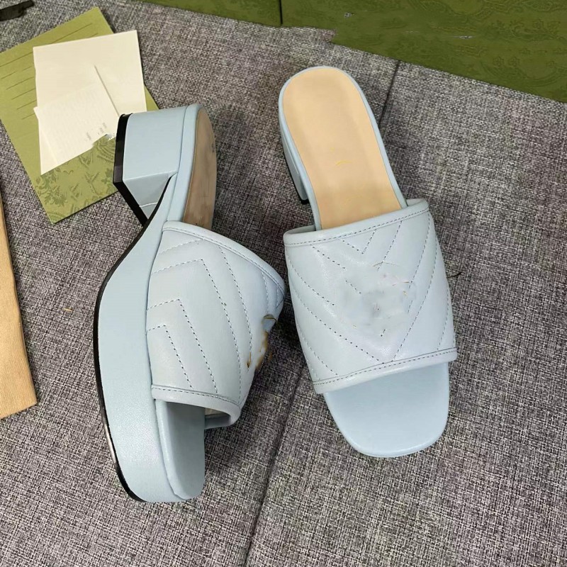 

High-quality summer fashion high-heeled sandals women's little luxury designer women's platform leather heel lettering slide sexy low-heeled Roman style sandals, Blue