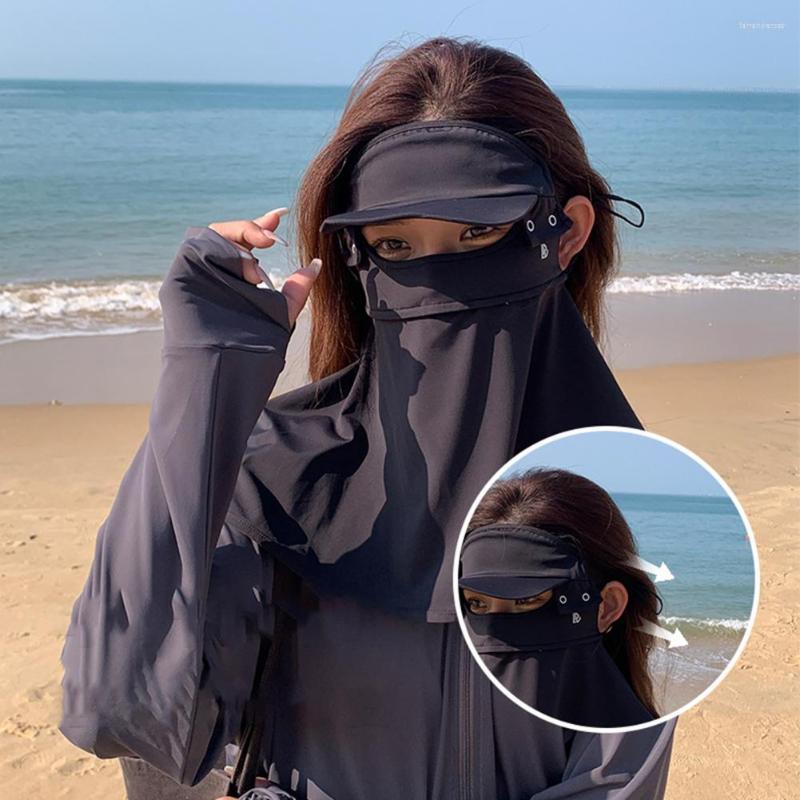 

Scarves Trendy Sunscreen Headgear Cool Touch Lightweight Summer Face Hood Long Brim
