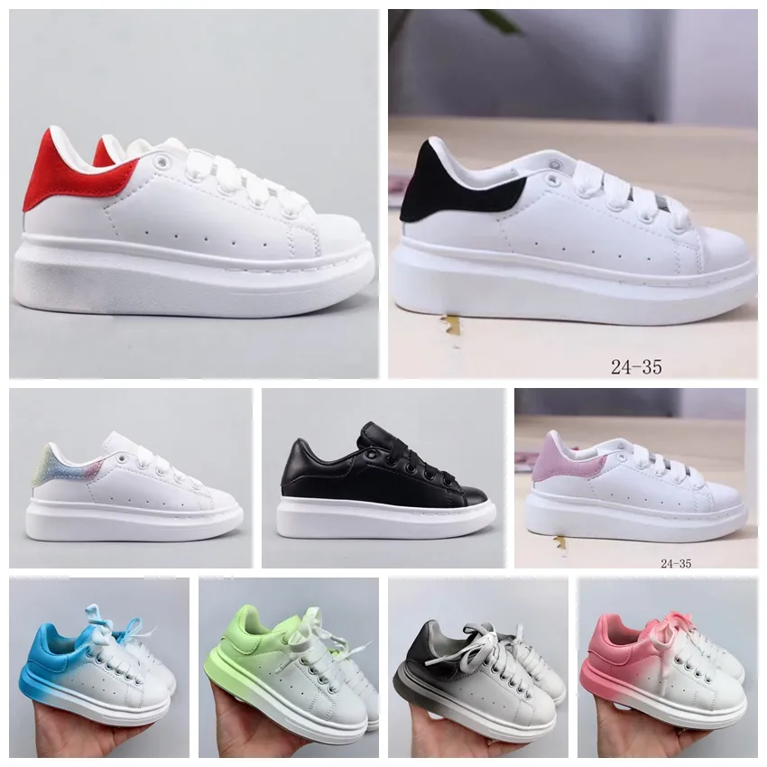 

2022 Selling designer Kids Shoes White Red Black Dream Blue Single Strap outsized Sneaker Rubber Sole AMCQS Soft Calfskin Leather Lace up Trainers Sports footwear