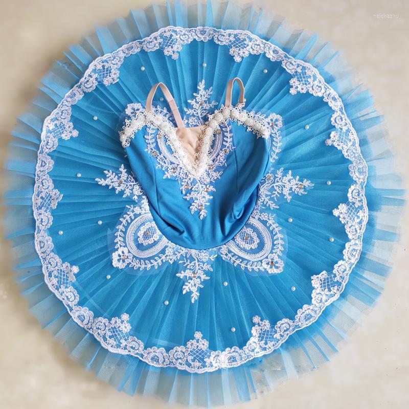 

Stage Wear Blue Professional Ballerina Ballet Tutu Kids Girls Child Costumes For Swan Lake Dance Clothes Dress, Sky blue