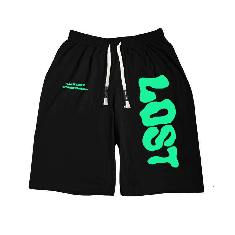 

2023 New Bomba Studio Fashion Fog High Street Hip Hop Trendy Shorts Large Loose Thin Comfortable Capris, Black