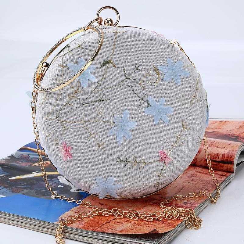 

Embroidered Dinner Bag Round Evening Quality Banquet Clutch Womens, Large order customization