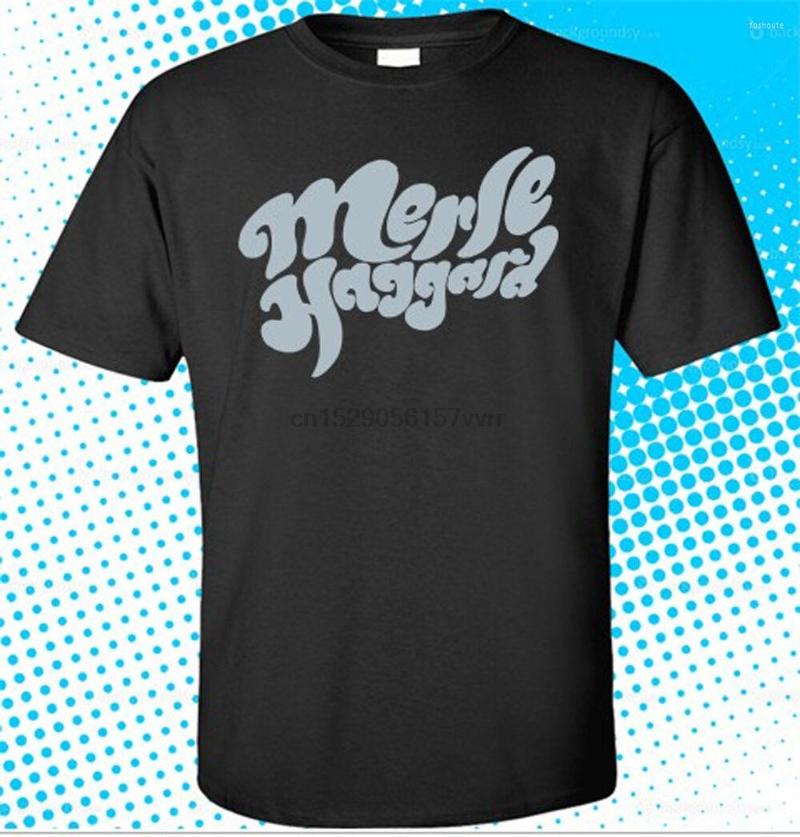 

Men' T Shirts Merle Haggard Country Music Logo Men Black T-Shirt Size  To 3XL, Men-darkpurple