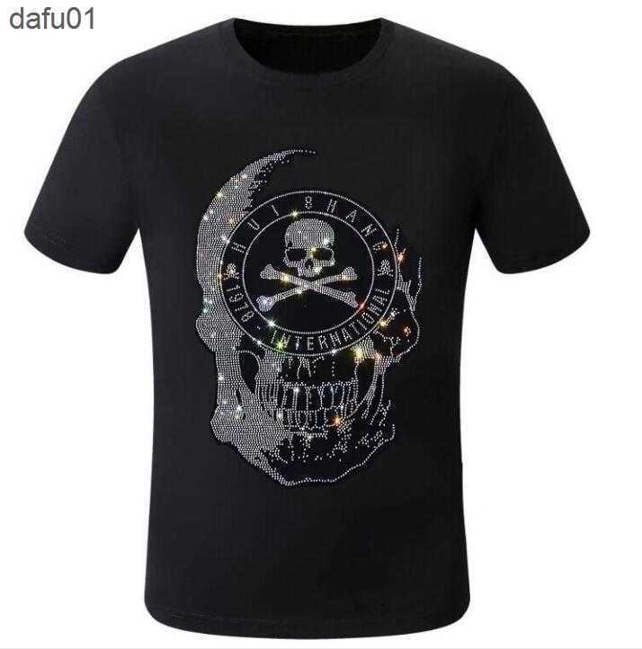 

Men's T-Shirts S-6XL Skulls Hot Drill Fashion Anime T-Shirt Casual Men Rhinestone Design Fabric Soft Comfortable Top Tees L230520 L230520, Gold