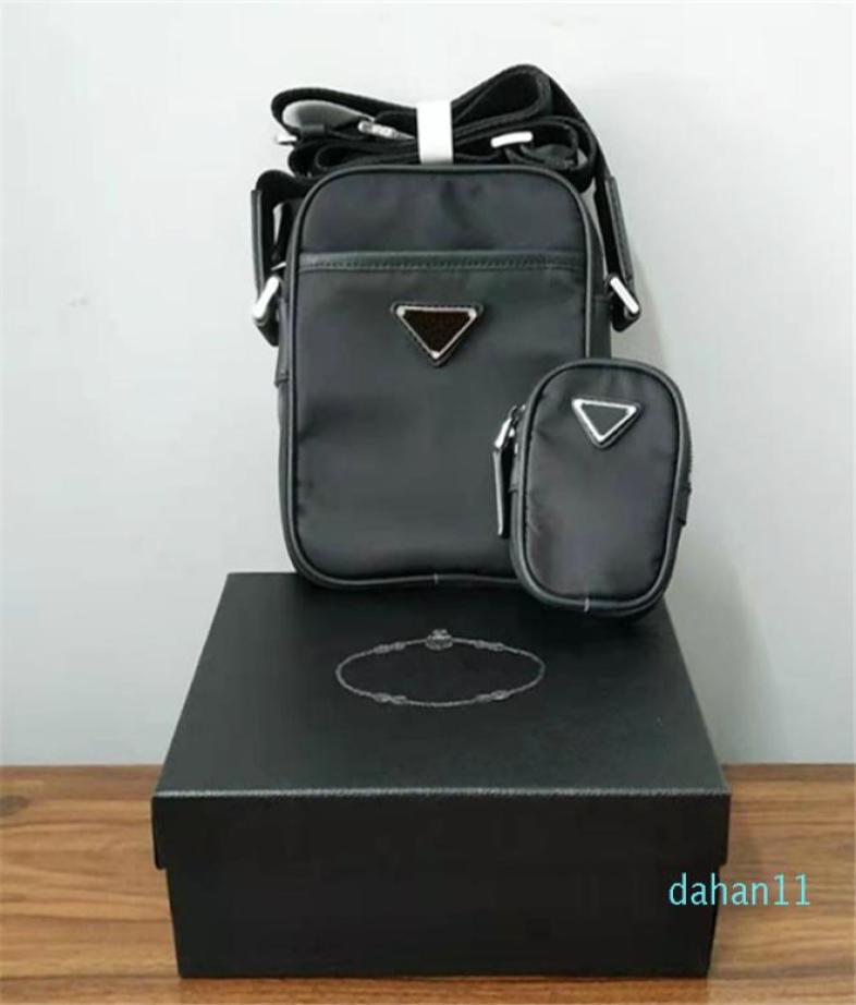 

Mens Luxury Black Phone Bags Designers 2piece Crossbody Bags Mens Mini Nylon Shoulder Bags fashion Messenger bag Triangle with sm8065968