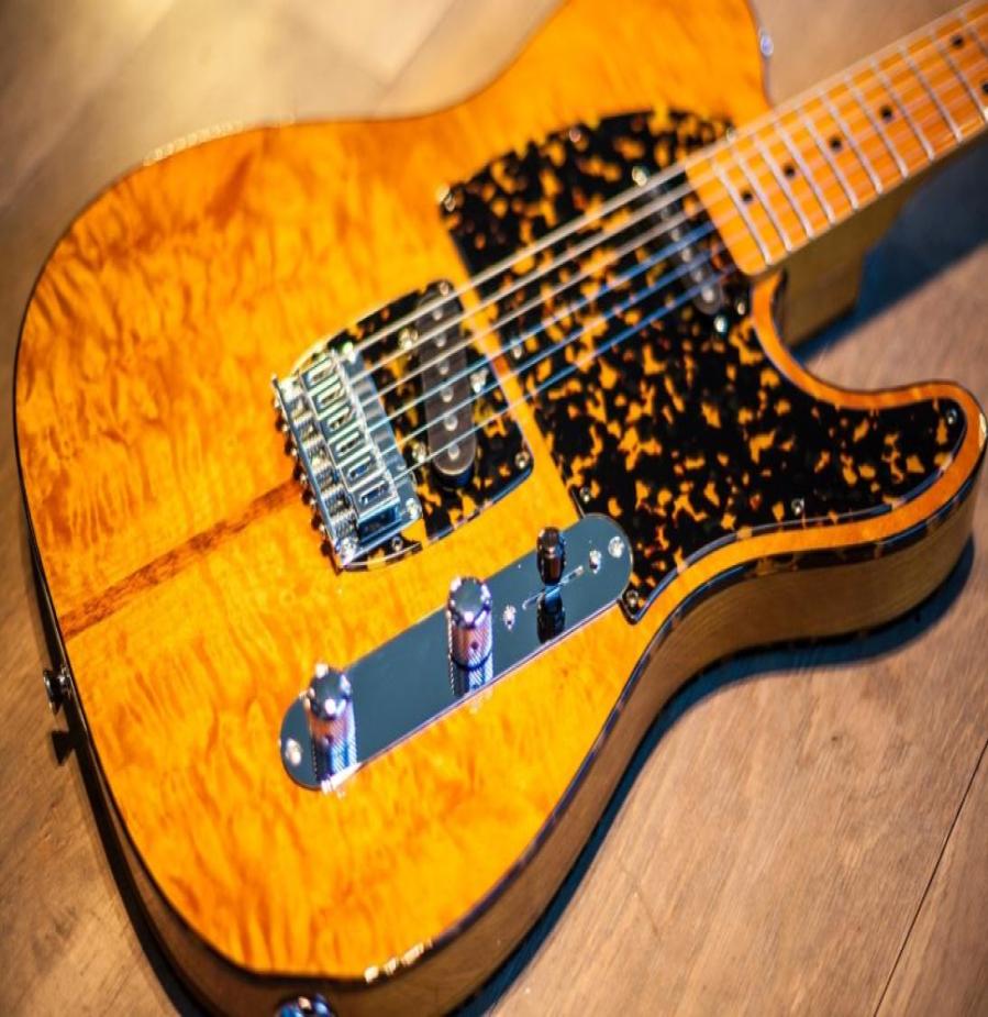 

Promotion HS Anderson Hohner Prince Madcat Flame Maple Top Amber TL Electric Guitar Leopard Pickguard Red Turtle Binding Vint2514912