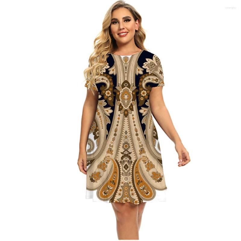 

Casual Dresses 2023 Summer Women' Short Sleeve Dress Boho Loose Floral Vintage Plus Size 6XL, Ds-500330